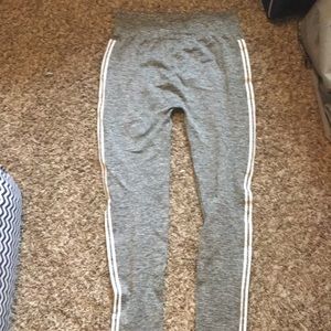 Gray and white striped tights